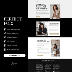 Executive ThriveCart Sales Page Template | Elegant Checkout Funnel for Coaches & Course Creators | High-Converting Landing Page Design